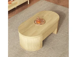 Mesa de centro elevatória - 110 x 55,5 x 40 cm - com prateleira extensível + tampo elevatório - MDF - natural