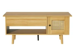 Mesa de centro elevatória em cor madeira com 2 portas em verga e arrumação 103x50x46cm