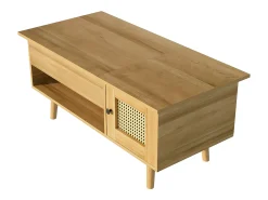 Mesa de centro elevatória em cor madeira com 2 portas em verga e arrumação 103x50x46cm