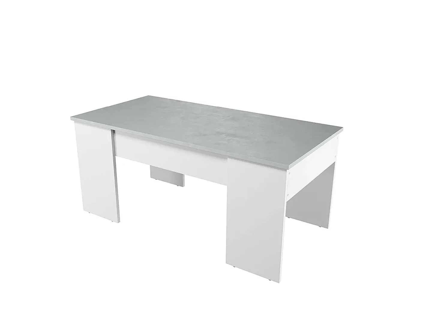 Mesa de centro elevatória Artik de cimento branco com pés de melamina, 100x50x45 cm