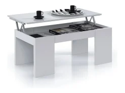 Mesa de centro elevatória Kendra branco brilhante 43x100x50 cm