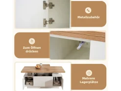 Mesa de centro elevatória moderna - 100 x 50 x 40 cm - com 2 portas + armazenamento oculto - aglomerado - branco