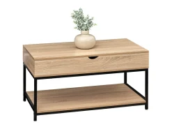 Mesa de centro elevatória Aliaj em preto e carvalho claro, 95 x 50 cm