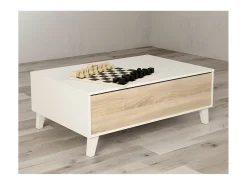 Mesa de centro elevatória com armazenamento integrado em painéis de partículas certificados PEFC - Zaiken Plus