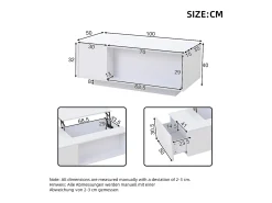 Mesa de centro elevatória - 100 x 50 x 40 cm - com arrumação oculta + LEDs + 1 gaveta - aglomerado - branco