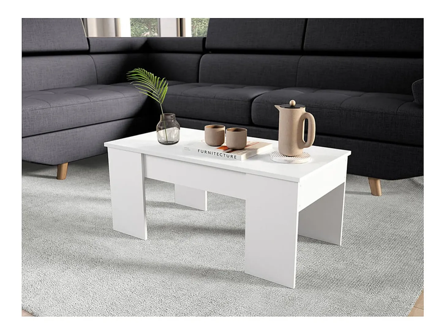 Mesa de centro elevável Artik branca (mate) 45-56x100x50 cm