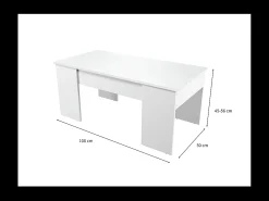 Mesa de centro elevável Artik branca (mate) 45-56x100x50 cm