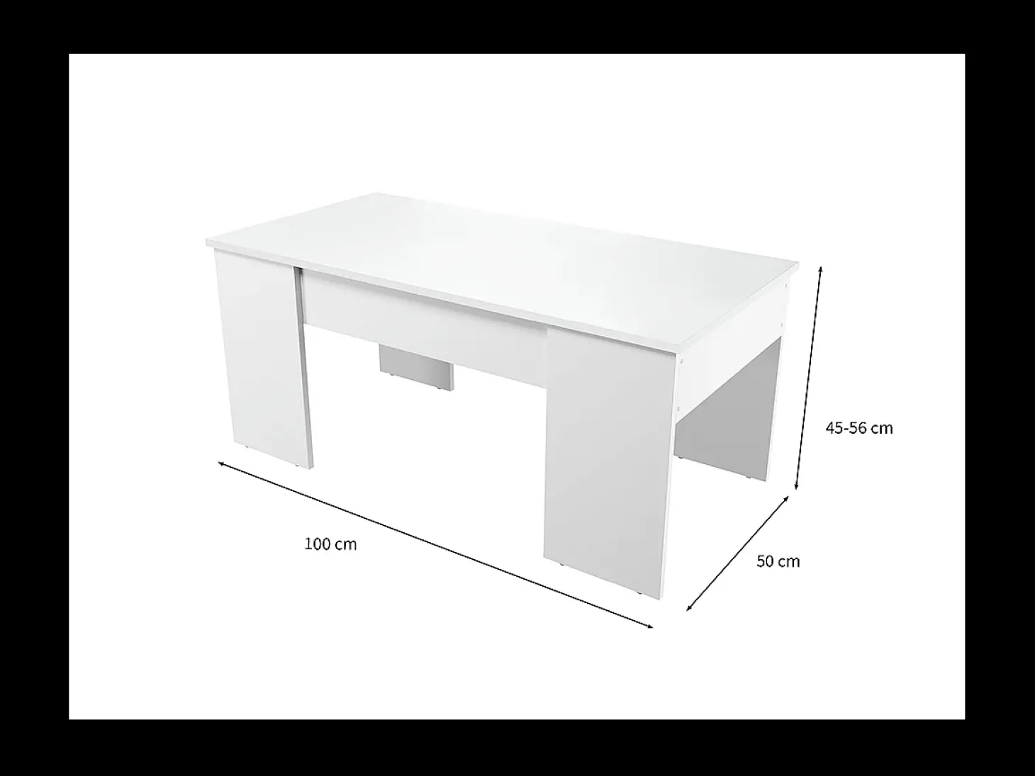 Mesa de centro elevável Artik branca (mate) 45-56x100x50 cm