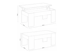 Mesa de centro elevável Artik branca (mate) 45-56x100x50 cm