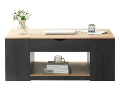 Mesa de centro elevável em MDF - com espaço de arrumação por baixo da mesa - Cinzento
