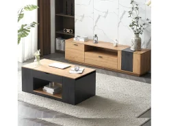 Mesa de centro elevável em MDF - com espaço de arrumação por baixo da mesa - Cinzento