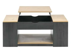 Mesa de centro elevável em MDF - com espaço de arrumação por baixo da mesa - Cinzento