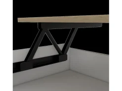 Mesa de centro elevável Luanda em melamina com 2 prateleiras e 4 rodízios, multicolor