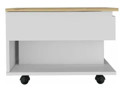 Mesa de centro elevável Luanda em melamina com 2 prateleiras e 4 rodízios, multicolor