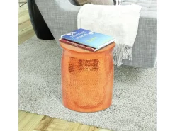 Mesa de centro em alumínio martelado, cor de latão/cobre PT804921