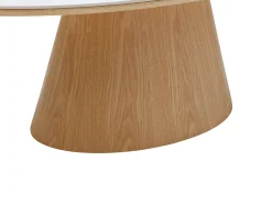 Mesa de centro em cerâmica e MDF - Efeito mármore branco e natural claro - ANTELADA