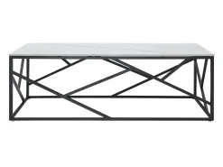 Mesa de centro em cerâmica e metal - Efeito mármore branco e preto - MELRONE
