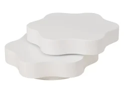 Mesa de centro em forma de flor 74,8×67,5×31 cm - Tampos giratórios 360° - branco