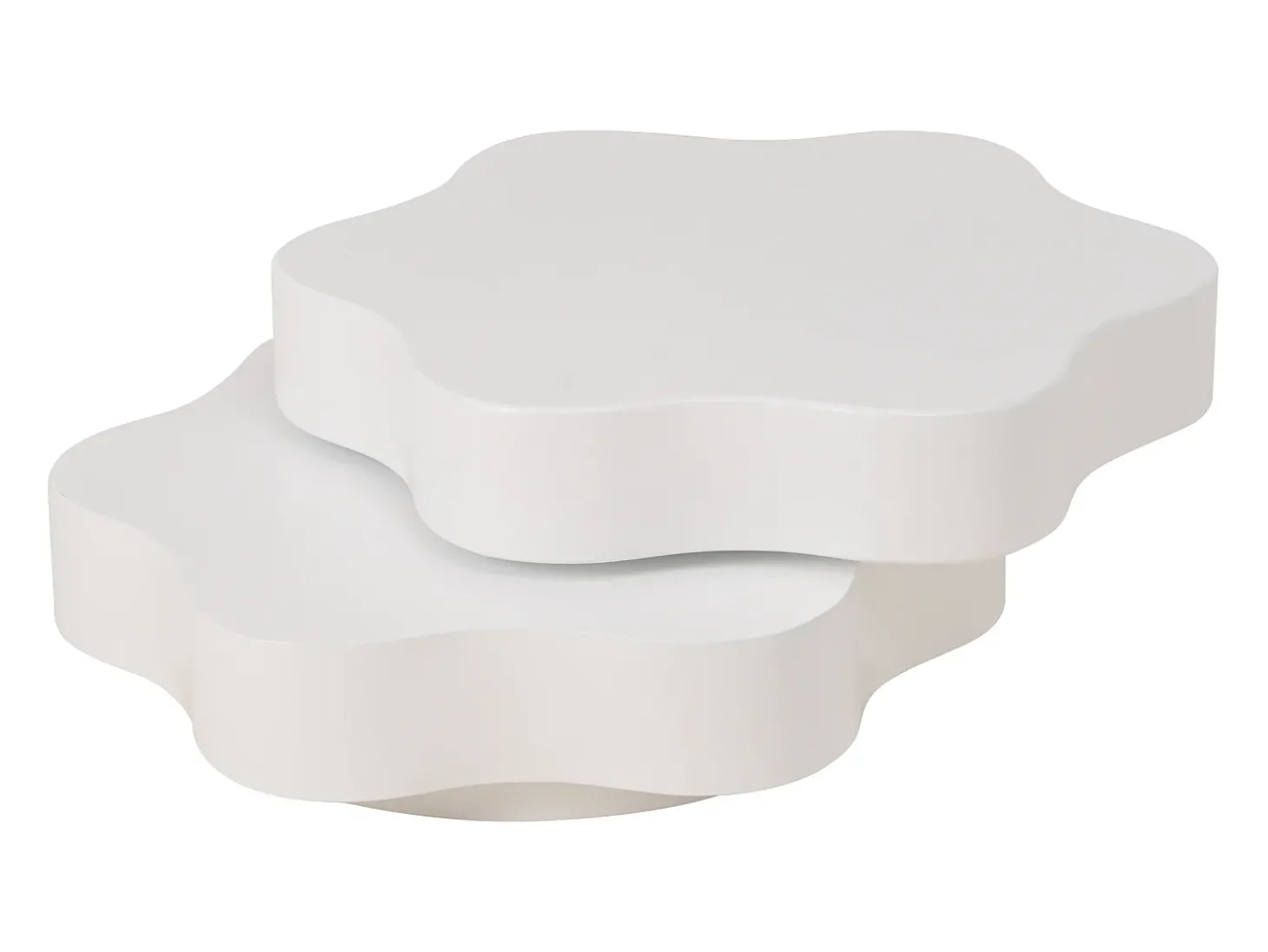 Mesa de centro em forma de flor 74,8×67,5×31 cm - Tampos giratórios 360° - branco