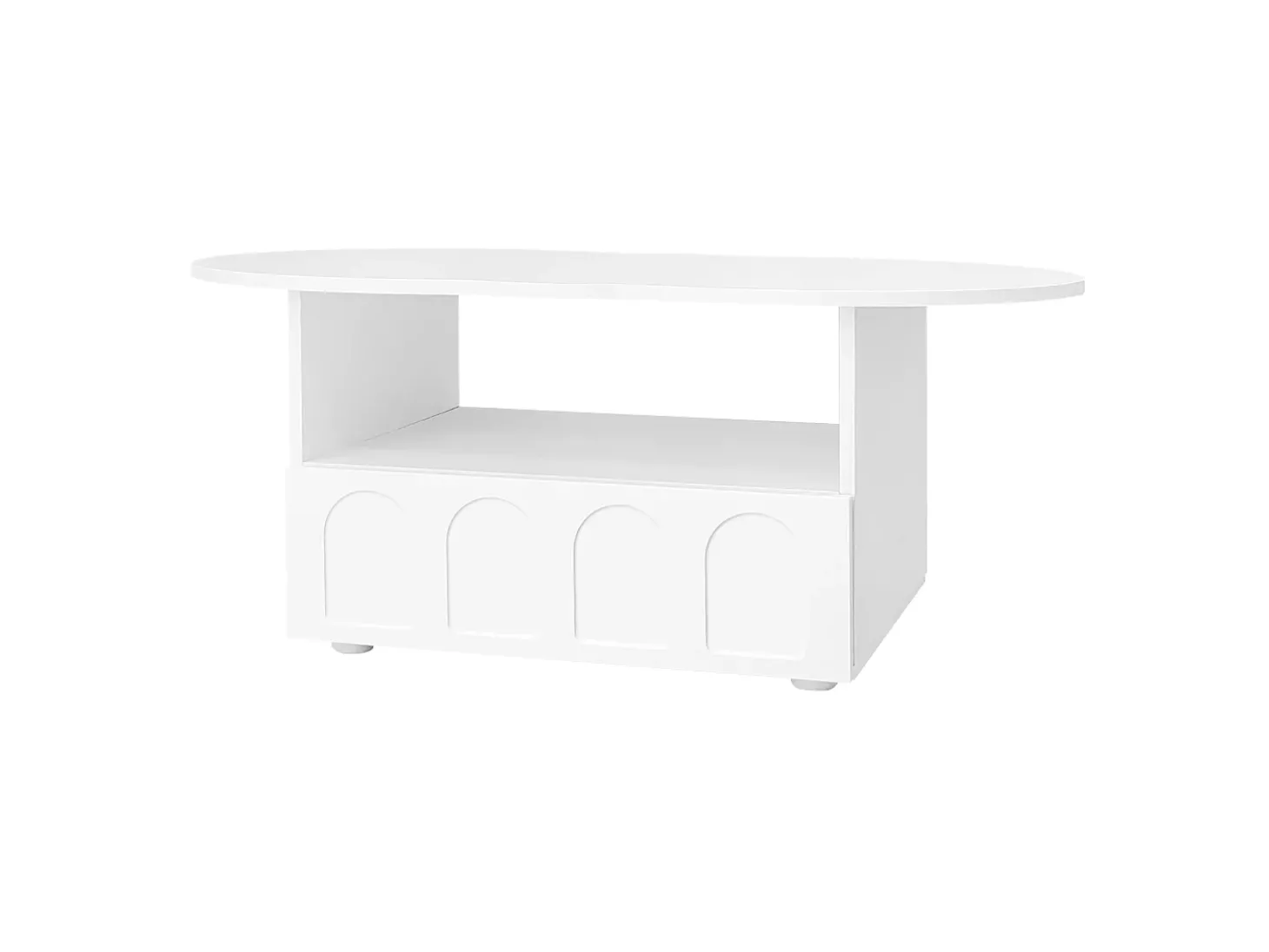 Mesa de centro em forma de nuvem com gaveta - Madeira PB - Branca