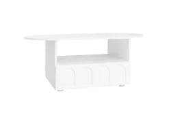 Mesa de centro em forma de nuvem com gaveta - Madeira PB - Branca