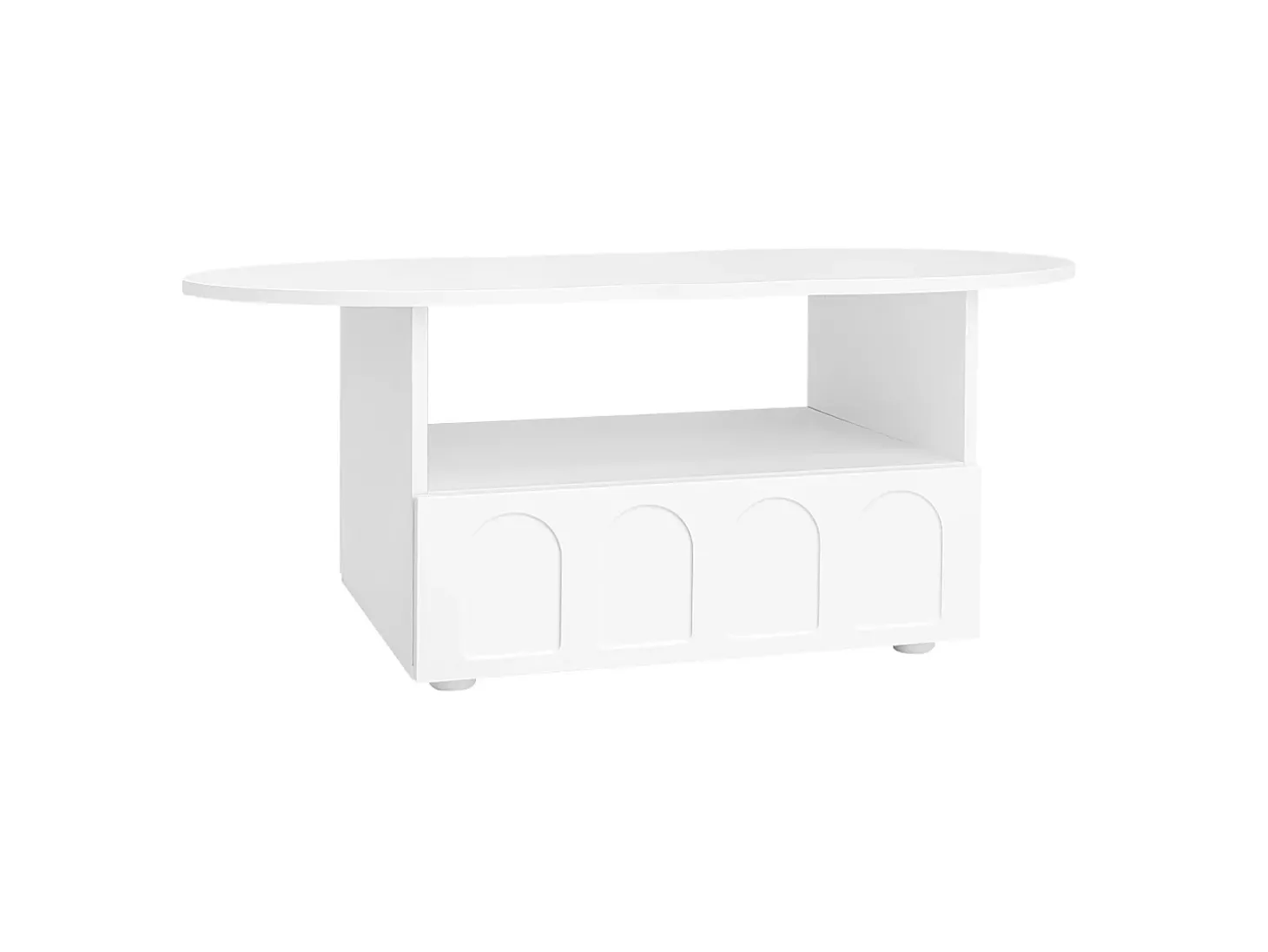 Mesa de centro em forma de nuvem com gaveta - Madeira PB - Branca