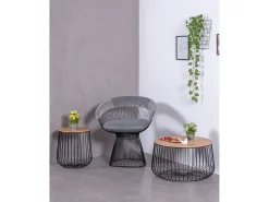 Mesa de centro em madeira de freixo e aço lacado - Zurique - Preto