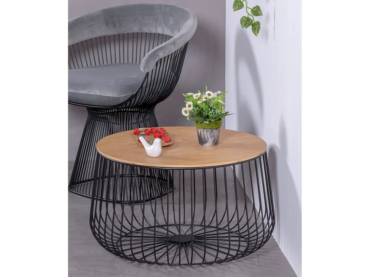 Mesa de centro em madeira de freixo e aço lacado - Zurique - Preto
