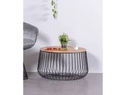 Mesa de centro em madeira de freixo e aço lacado - Zurique - Preto