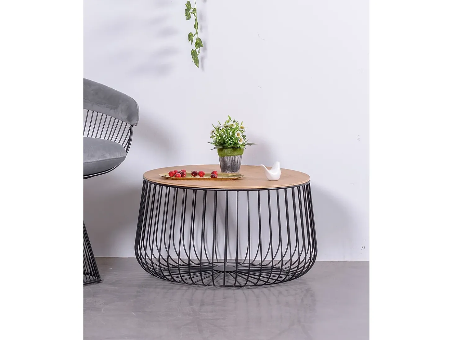 Mesa de centro em madeira de freixo e aço lacado - Zurique - Preto