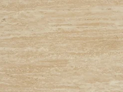 Mesa de centro em MDF - Efeito travertino bege e natural claro - ALOZYA