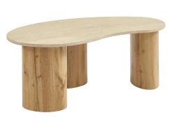Mesa de centro em MDF - Efeito travertino bege e natural claro - ALOZYA