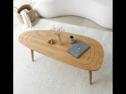 Mesa de centro em teca clara RANA estilo contemporâneo com espaço de arrumação