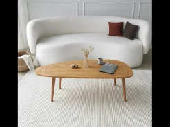 Mesa de centro em teca clara RANA estilo contemporâneo com espaço de arrumação