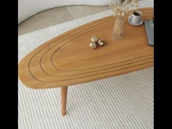 Mesa de centro em teca clara RANA estilo contemporâneo com espaço de arrumação