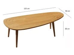 Mesa de centro em teca clara RANA estilo contemporâneo com espaço de arrumação