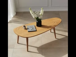 Mesa de centro em teca clara RANA estilo contemporâneo com espaço de arrumação