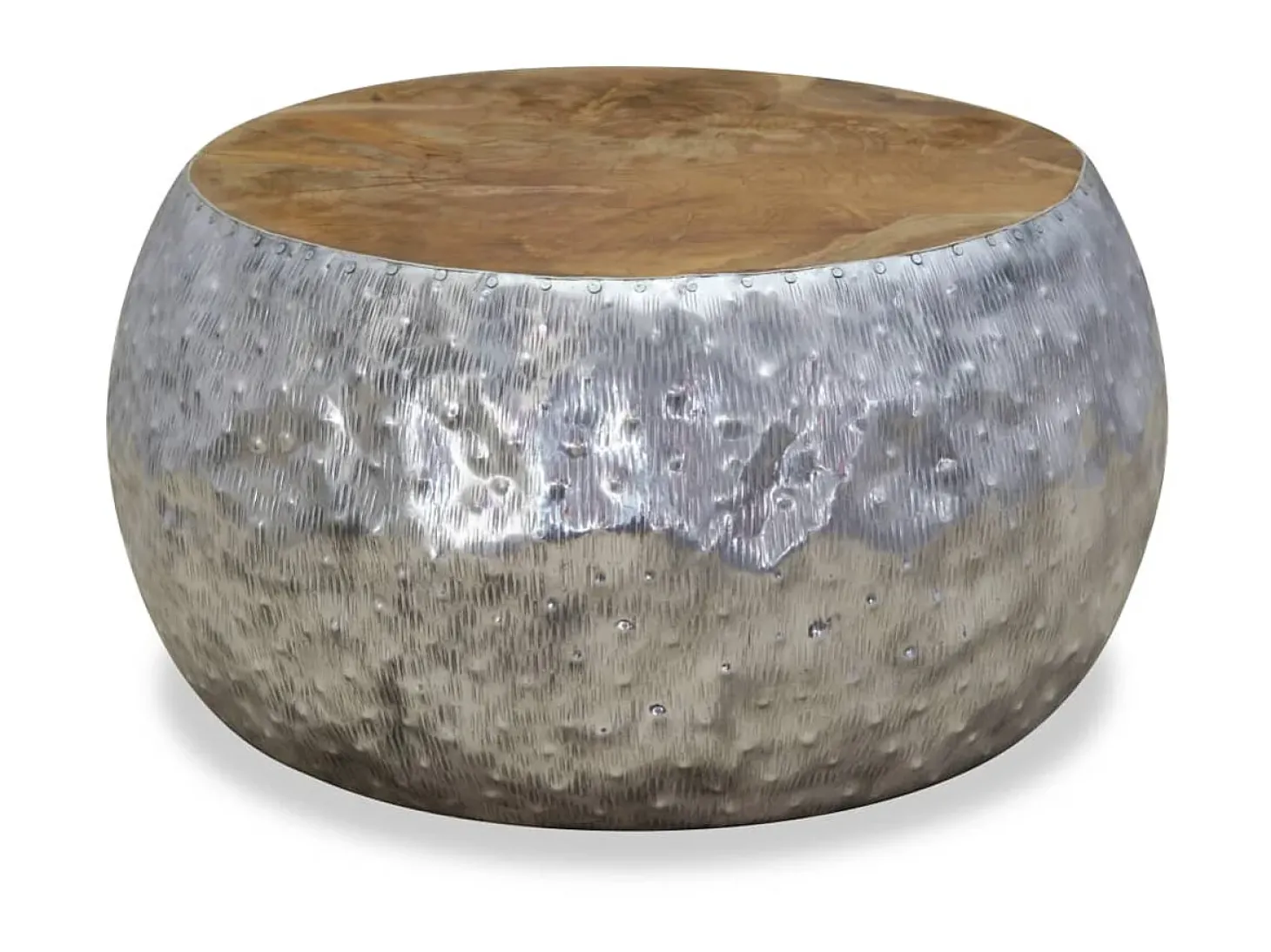 Mesa de centro em teca e alumínio 60x60x30 cm PT185110