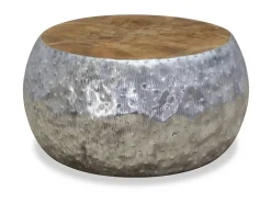 Mesa de centro em teca e alumínio 60x60x30 cm PT185110