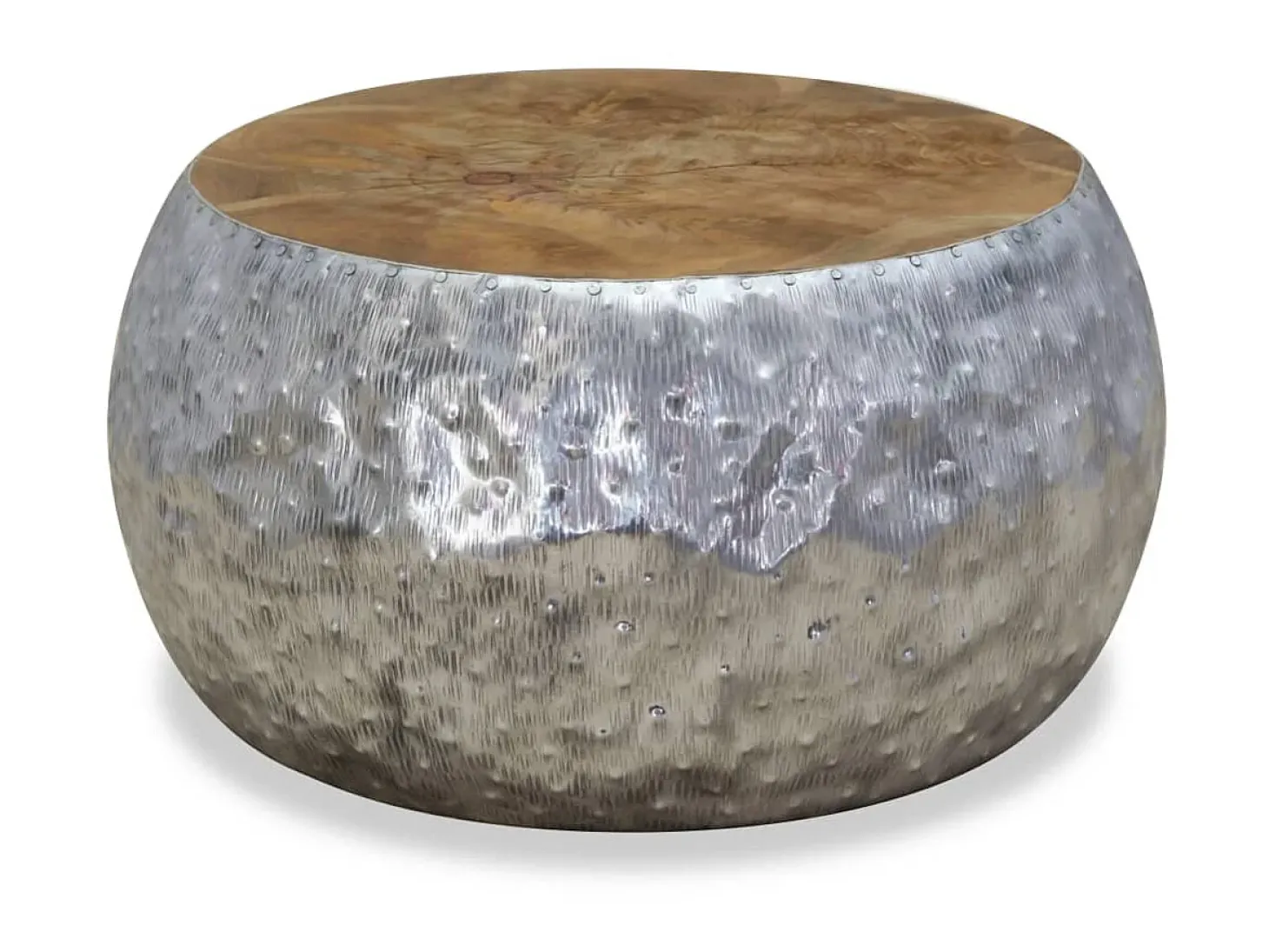 Mesa de centro em teca e alumínio 60x60x30 cm PT185110