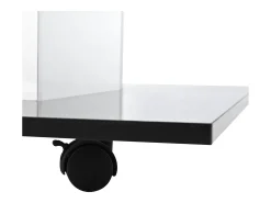 Mesa de centro em vidro brilhante com iluminação LED e rodízios - Branca e preta 80x80x40cm