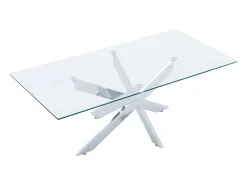 Mesa de centro em vidro temperado e metal cromado - Transparente - COSIMA