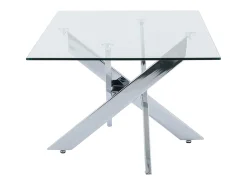 Mesa de centro em vidro temperado e metal cromado - Transparente - COSIMA