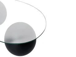 Mesa de centro em vidro temperado - Transparente e preto - DENISA