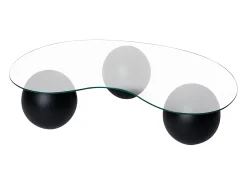 Mesa de centro em vidro temperado - Transparente e preto - DENISA