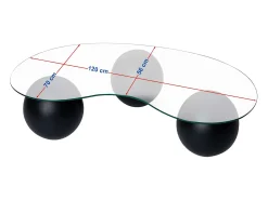Mesa de centro em vidro temperado - Transparente e preto - DENISA