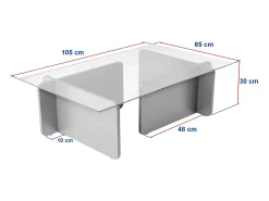 Mesa de centro em vidro temperado - Natural claro e Transparente - AZRA