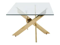 Mesa de centro em vidro temperado e metal dourado - Transparente - COSIMA