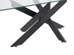 Mesa de centro em vidro temperado e metal preto, transparente - COSIMA