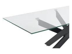 Mesa de centro em vidro temperado e metal preto, transparente - COSIMA